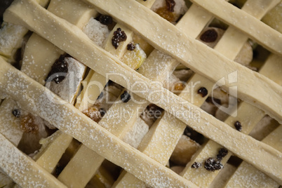 Full frame shot of apple pie in baking pan