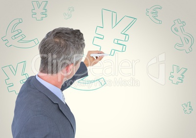 Man drawing money on wall