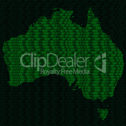 Silhouette of Australia from binary digits