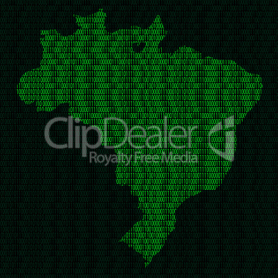 Silhouette of Brazil from binary digits