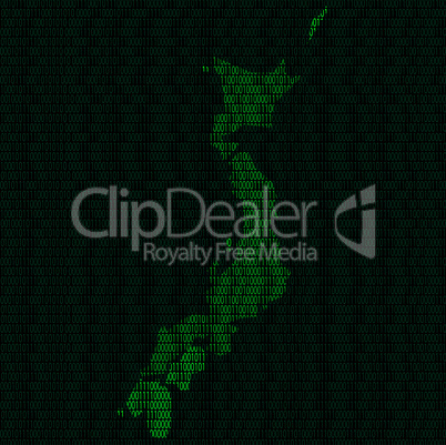 Silhouette of Japan from binary digits