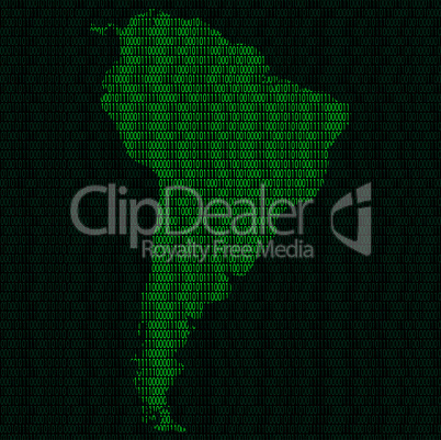 Silhouette of South America from binary digits
