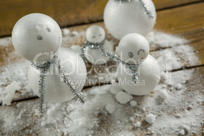 High angle view of artificial snowman decoration