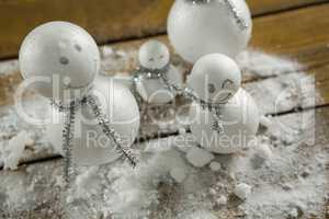 High angle view of artificial snowman decoration