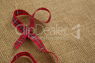 Close up of red ribbon