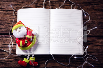 Handmade santa and organizer decorated with christmas light