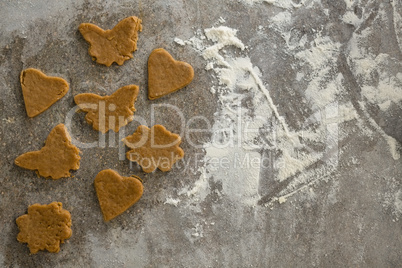 Various gingerbread dough with flour