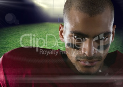 american football  player standing in stadium close up