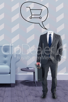 Composite image of headless businessman standing with briefcase