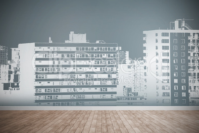 Composite image of graphic image of buildings