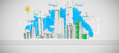 Composite image of cityscape sketch