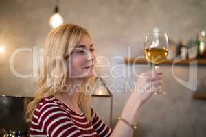 Beautiful woman having wine