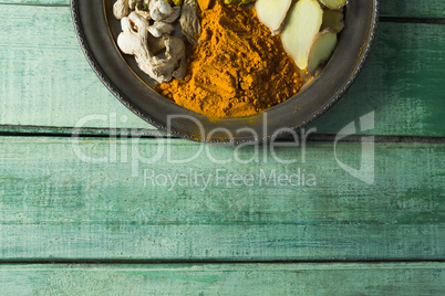 Various type spices on plate