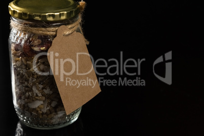 Dried fruit mix in a glass jar