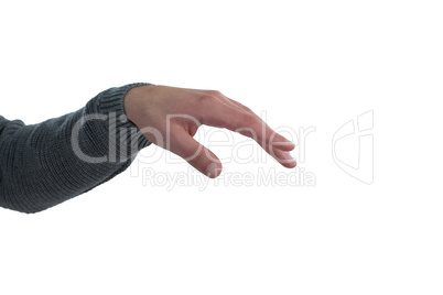 Hand gesture against white background