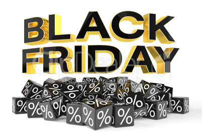 3d render - black cubes with percentage - black friday