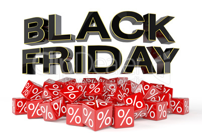 3d render - red cubes with percentage - black friday