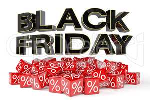 3d render - red cubes with percentage - black friday