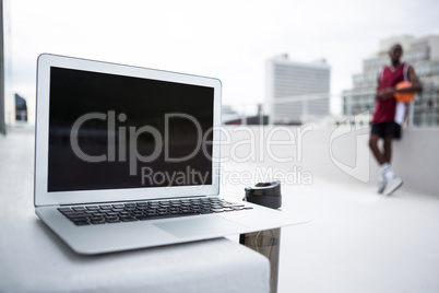 Close-up of laptop on table