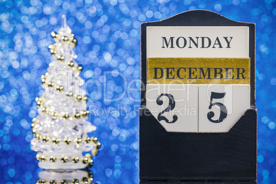 Christmas ornaments with wooden calendar