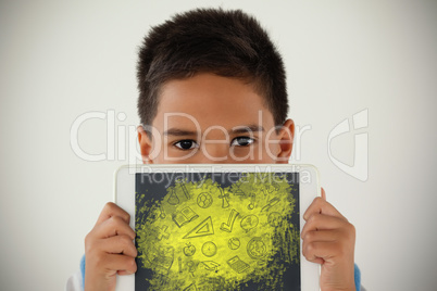 Composite image of graphic image of school supplies