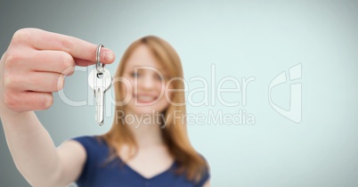 Woman Holding key in front of vignette