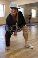 Portrait of beautiful woman rehearsing dance