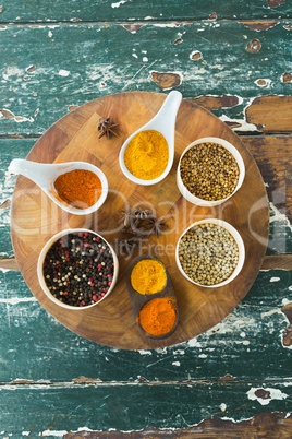 Various type of spices on board