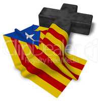 christliches kreuz und flagge von katalonien