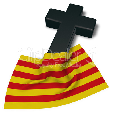 christliches kreuz und flagge von katalonien