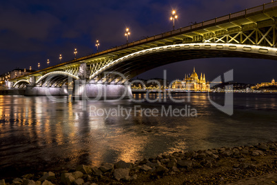 Budapest, capital of Hungary, night panorama.