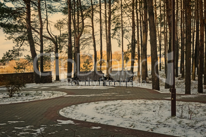 The first snow in early winter in the Park