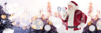 Santa with Winter landscape with loudspeaker