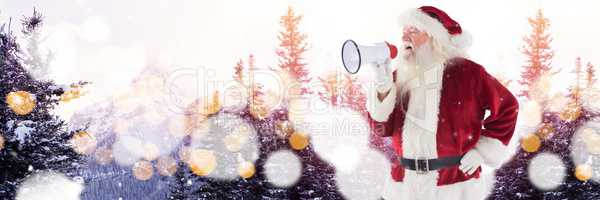 Santa with Winter landscape with loudspeaker