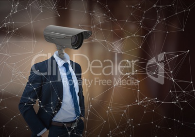 Businessman with CCTV head at office