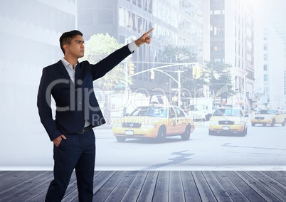 Businessman calling a taxi