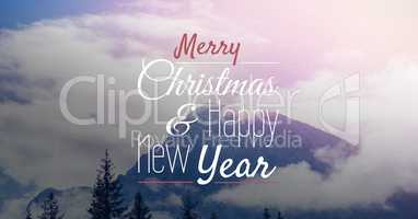 Untitlemerry Christmas and happy new year text on snow backgroundd 1