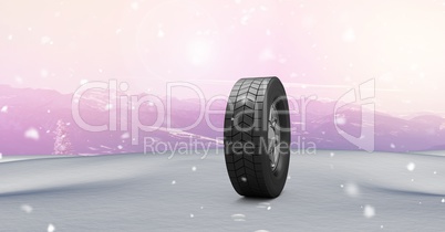 Tyre in Winter snow landscape