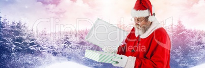 Santa with Winter landscape and gift