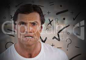 frustrated man with math background