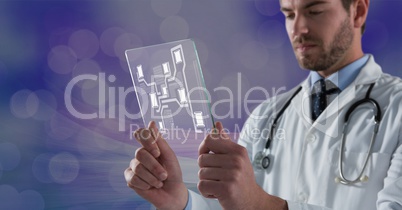 man holding glass interface