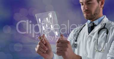 man holding glass interface