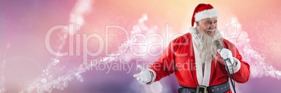 Santa with Winter landscape holding microphone