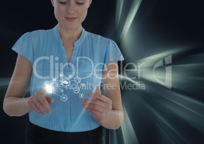 woman holding glass interface