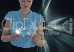 woman holding glass interface