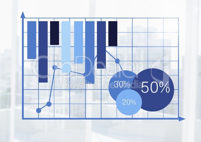 Business bar charts statistics with bright background on grid