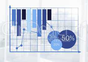Business bar charts statistics with bright background on grid