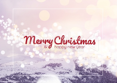 merry Christmas and happy new year text on snow background