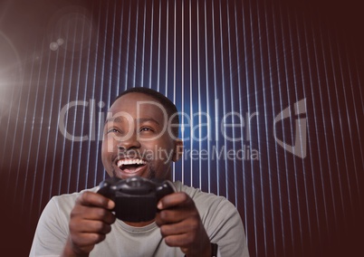 man playing with computer game controller