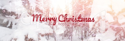 merry Christmas and happy new year text on snow background